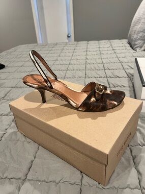 Steve Madden Brown Haircalf Slingback Kitten Heel with Buckle